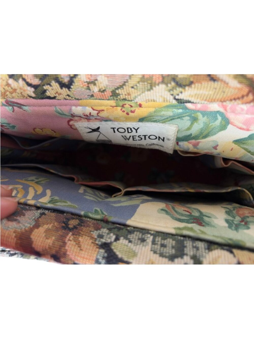 Vintage Toby Weston Floral Woven Tapestry Shoulder Bag Cottagecore Boho - Picture 7 of 14
